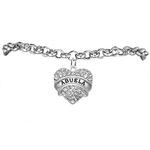 Abuela Adjustable Crystal Heart Bracelet, ©2015 Safe - Hypoallergenic, Nickel, Lead & Cadmium Free!