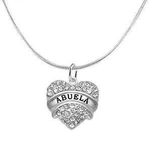 Abuela Crystal Heart Necklace, ©2015 Safe - Hypoallergenic, Nickel, Lead & Cadmium Free!