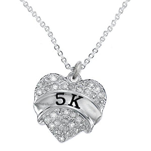 5 K Running Crystal Heart Necklace- Hypoallergenic Nickel, and Lead Free!