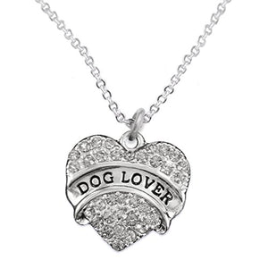 Dog Lover Crystal Heart Hypoallergenic Safe Necklace Nickel & Lead Free