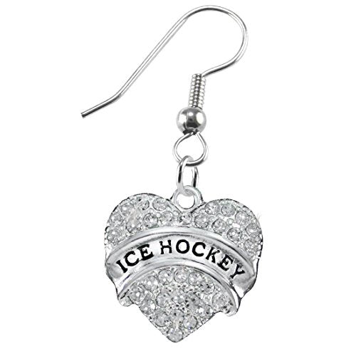 Ice Hockey Crystal Heart Earring- Hypoallergenic Nickel, and Lead Free!