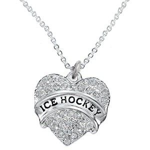 Ice Hockey Crystal Heart Necklace- Hypoallergenic Nickel, and Lead Free!