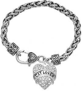 Cat Lover Crystal Heart Bracelet