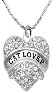 Cat Lover Adjustable Crystal Heart Necklace