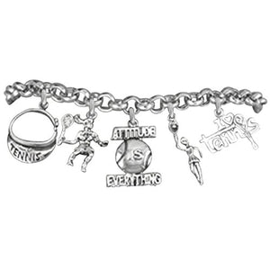 Tennis "Attitude Is Everything", Great Gift, Hypoallergenic Bracelet, Safe - Nickel & Lead Free!