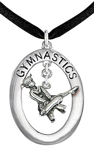 Gymnast on Gym Horse Necklace, Adjustable, Hypoallergenic, Nickel, Lead & Cadmium Free