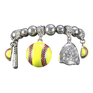 Softball Stretch Bracelet Hypoallergenic Safe Nickel, Lead & Free Fits Anyone Child to Adult