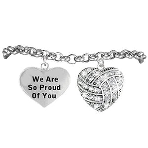 Volleyball "We Are So Proud of You" Bracelet, Adjustable, Safe - Nickel & Lead Free!