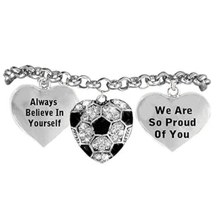 Soccer "We Are So Proud of You" Adjustable Bracelet, Safe - Hypoallergenic, Nickel & Lead Free!