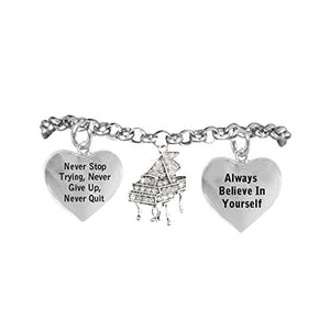 The Perfect Gift Crystal Piano "Never Give Up, Never Quit" Bracelet, Safe - Nickel & Lead Free