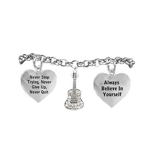 The Perfect Gift Crystal Guitar "Never Give Up, Never Quit" Hypoallergenic Adjustable
