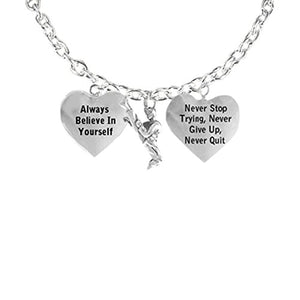Men's Necklace, "Karate", "Never Stop Trying, Never Give Up" Hypoallergenic