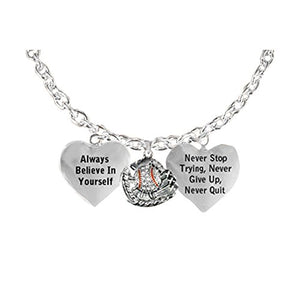 Men's Necklace "Crystal Baseball in Glove", "Never Stop Trying, Never Give Up" Hypoallergenic