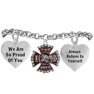 Firefighter's Crystal "We Are So Proud of You Adjustable Hypoallergenic" Safe - Nickel & Lead Free!