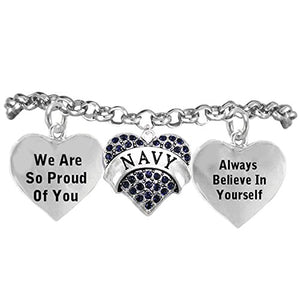 The Perfect Gift "Navy Crystal Heart" Hypoallergenic Adjustable Bracelet, Nickel & Lead Free!