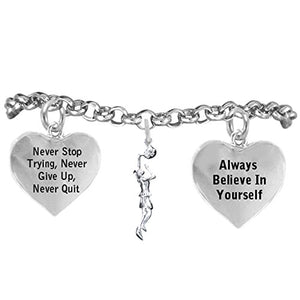Girl Basketball Player, Never Stop Trying, Never Give Up" Hypoallergenic Adjustable Bracelet