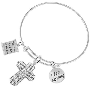 Fear Not for I Am with You Christian Crystal Stones, 3 Charm Adjustable Bracelet Nickel & Lead Free