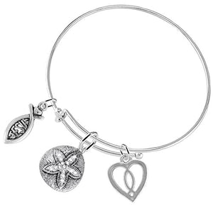 The Legend of The Sand Dollar Christian, 3 Charm Adjustable Hypoallergenic Safe - Nickel & Lead Free