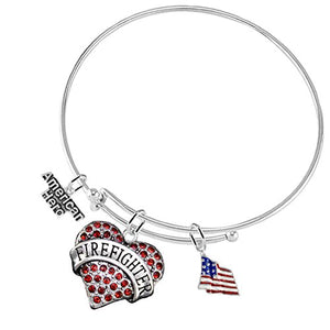 Firefighter's "American Hero" Adjustable Bracelet, Safe - Nickel, Free!