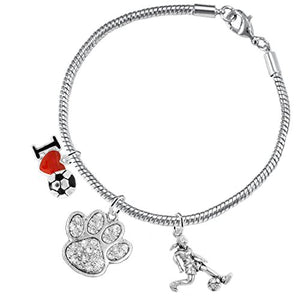 The Perfect Gift "Soccer Jewelry" Crystal Paw ©2015 Hypoallergenic Safe - Nickel & Lead Free
