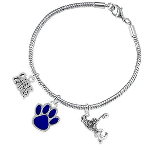 Blue Paw "Cheer" 3 Charm Bracelet ©2015, Safe - Hypoallergenic, Nickel, Lead & Cadmium Free