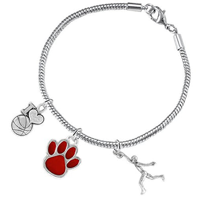 Red Paw Basketball Jewelry, ©2016 Adjustable, Safe - Hypoallergenic, Nickel & Lead Free