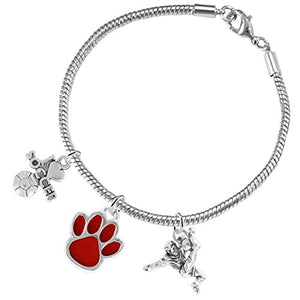 The Perfect Gift "Soccer Jewelry" Red Paw ©2015 Adjustable Bracelet, Safe - Nickel & Lead Free