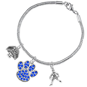 Blue Paw Crystal Basketball Jewelry, ©2016 Adjustable, Safe - Hypoallergenic, Nickel & Lead Free
