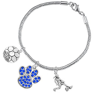 The Perfect Gift "Soccer Jewelry" Blue Crystal Paw ©2015 Hypoallergenic Safe - Nickel & Lead Free