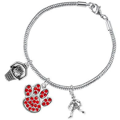 Red Paw Crystal Basketball Jewelry, ©2016 Adjustable, Safe - Hypoallergenic, Nickel & Lead Free