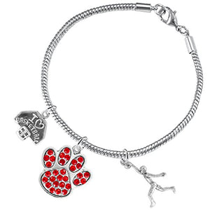 Red Paw Crystal Basketball Jewelry, ©2016 Adjustable, Safe - Hypoallergenic, Nickel & Lead Free