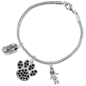 The Perfect Gift "Soccer Jewelry" Black Crystal Paw ©2015 Hypoallergenic Safe - Nickel & Lead Free
