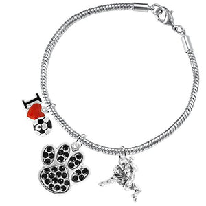 The Perfect Gift "Soccer Jewelry" Black Crystal Paw ©2015 Hypoallergenic Safe - Nickel & Lead Free