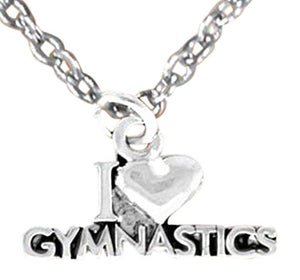 Children's "I Love Gymnastics" Necklace, Adjustable, Hypoallergenic, Nickel, Lead & Cadmium Free