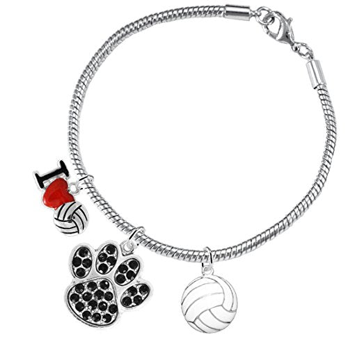 Black Crystal Paw Volleyball, ©2016 Adjustable, Safe - Hypoallergenic, Nickel & Lead Free