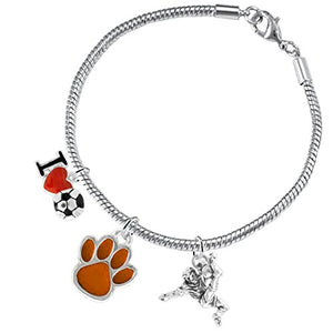 The Perfect Gift "Soccer Jewelry" Orange Paw ©2015 Hypoallergenic Safe - Nickel & Lead Free