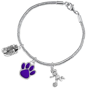 The Perfect Gift "Soccer Jewelry" Purple Paw ©2015 Hypoallergenic Safe - Nickel & Lead Free