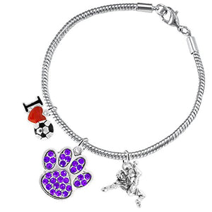 The Perfect Gift "Soccer Jewelry" Purple Crystal Paw ©2015 Hypoallergenic Safe - Nickel & Lead Free