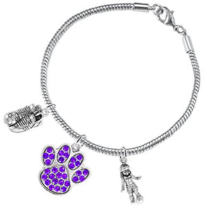 The Perfect Gift "Soccer Jewelry" Purple Crystal Paw ©2015 Hypoallergenic Safe - Nickel & Lead Free