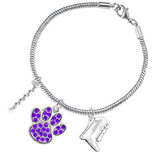 The Perfect Gift "Majorette Jewelry" Purple Crystal Paw ©2015 Hypoallergenic Safe - Nickel Free