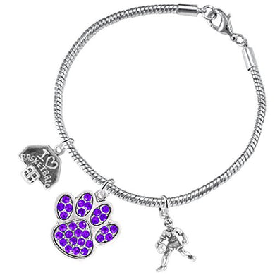 Purple Paw Crystal Basketball Jewelry, ©2016 Adjustable, Safe - Hypoallergenic, Nickel & Lead Free