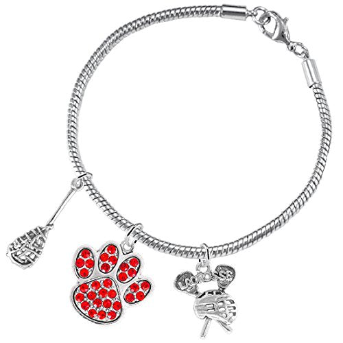 Lacrosse Jewelry, Red Crystal Paw Jewelry, ©2015 Hypoallergenic Safe - Nickel, Lead & Cadmium Free!