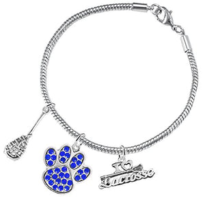 Lacrosse Jewelry, Blue Crystal Paw Jewelry, ©2015 Hypoallergenic Safe - Nickel, Lead & Cadmium Free!