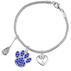 Lacrosse Jewelry, Blue Crystal Paw Jewelry, ©2015 Hypoallergenic Safe - Nickel, Lead & Cadmium Free!