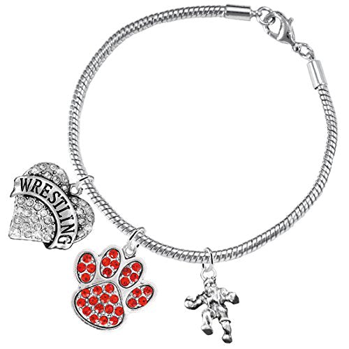Wrestling Jewelry, Red Crystal Paw Jewelry, ©2015 Hypoallergenic Safe - Nickel, Lead & Cadmium Free!