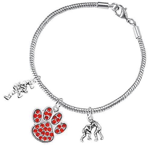 Wrestling Jewelry, Red Crystal Paw Jewelry, ©2015 Hypoallergenic Safe - Nickel, Lead & Cadmium Free!