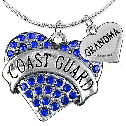Coast Guard Grandma Heart Necklace, Adjustable, Will NOT Irritate Anyone with Sensitive Skin. Safe