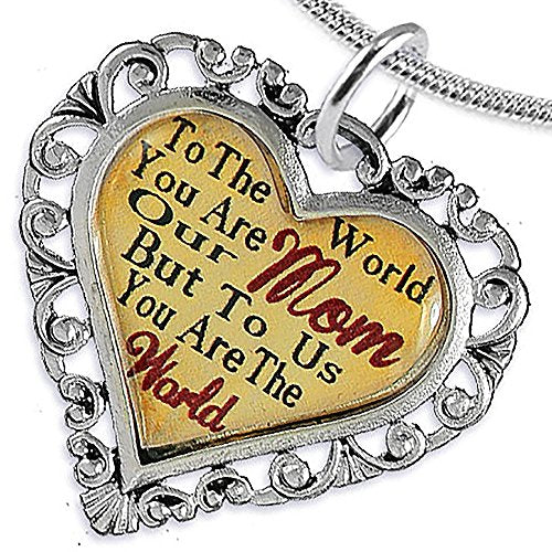 Mom Heart Charm Necklace ©2016 Hypoallergenic, Adjustable, Safe, Nickel, Lead & Cadmium Free!
