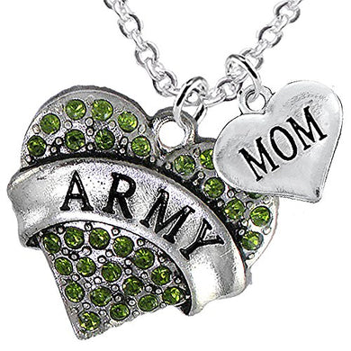 ArMy Mom Heart Necklace, Adjustable, Will NOT Irritate Anyone with Sensitive Skin - Nickel Free