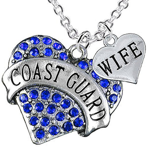 Coast Guard Wife Heart Necklace, Adjustable, Will NOT Irritate Anyone with Sensitive Skin. Safe